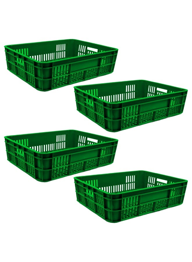 Plastica Industries LLC 4pcs of Bakery Plastic Crate 590x450x170mm, 39L Stackable Bread Storage & Transport Box for Bakeries, Restaurants & Food Distribution - Green - Image 1